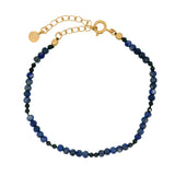 Bracelet doré pierres facettées en lapis et onyx noir