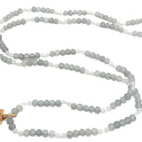 Collier doré perles pierre de lune et labradorite croix pierre de lune 60 cm