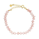 Bracelet doré en pierres opale rose