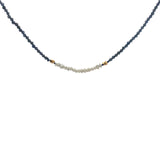 Collier doré en iolite, perles de culture et perles dorées 38 cm