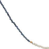Collier doré en iolite, perles de culture et perles dorées 38 cm