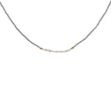 Collier doré en labradorite, perles de culture et perles dorées 38 cm