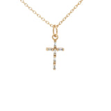 Collier doré petite croix avec zircons baguette 42 cm