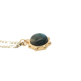 Collier doré sphère double pierre labradorite et onyx noire 60 cm