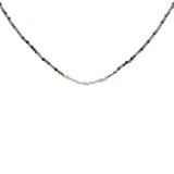 Collier doré en tourmaline, perles de culture et perles dorées 38 cm