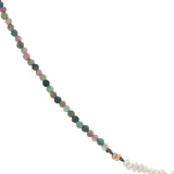 Collier doré en tourmaline, perles de culture et perles dorées 38 cm