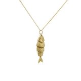 Collier doré grand poisson articulé doré et zircons