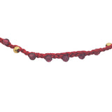Bracelet doré cordon bordeaux grenat et perles dorées