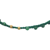 Bracelet doré cordon vert rubis zoisite et perles dorées