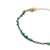 Bracelet doré cordon vert rubis zoisite et perles dorées