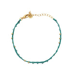 Bracelet doré cordon vert apatite et perles dorées