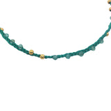 Bracelet doré cordon vert apatite et perles dorées