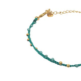 Bracelet doré cordon vert apatite et perles dorées