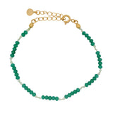 Bracelet doré pierres facettées en onyx verte et préhnite