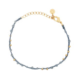 Bracelet doré cordon gris labradorite et perles dorées