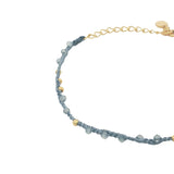 Bracelet doré cordon gris labradorite et perles dorées