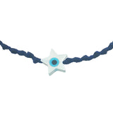 Bracelet doré cordon tressé bleu marine étoile avec oeil nacre