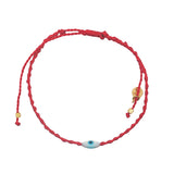 Bracelet doré cordon tressé rouge oeil ovale nacre XS