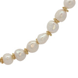 Collier doré perles de culture et couronnes dorées 42 cm