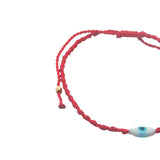Bracelet doré cordon tressé rouge oeil ovale nacre XS