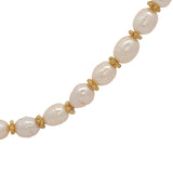 Collier doré perles de culture et couronnes dorées 60 cm