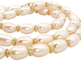 Collier doré perles de culture et couronnes dorées 50 cm