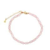 Chaine de cheville dorée en quartz rose 27 cm