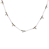 Collier doré fil rose tourmaline, pampilles et perles dorées 60 cm