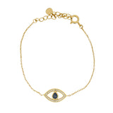 Bracelet doré oeil ajouré en lapis et zircons