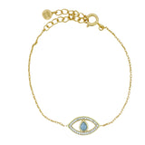 Bracelet doré oeil ajouré en amazonite et zircons