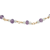 Bracelet doré en pierre de lune et améthyste