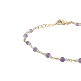 Bracelet doré en pierre de lune et améthyste