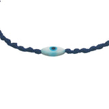 Bracelet doré cordon tressé bleu marine oeil ovale nacre XS