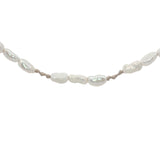 Collier doré alternance de perles de culture et noeuds beige 50 cm