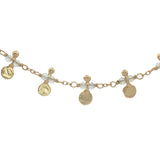 Collier doré chaine rosary en prehnite pampilles dorées 42 cm