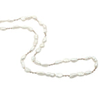 Collier doré alternance de perles de culture et noeuds beige 42 cm