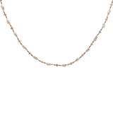 Collier doré perles de culture, perles dorées et quartz rose 60 cm