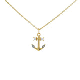 Collier doré ancre marine labradorite 42 cm