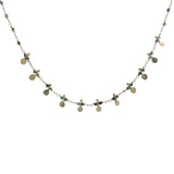 Collier doré chaine rosary en rubis zoisite pampilles dorées 42 cm