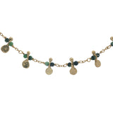 Collier doré chaine rosary en rubis zoisite pampilles dorées 42 cm