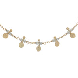 Collier doré chaine rosary en labradorite pampilles dorées 42 cm