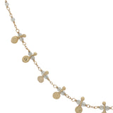 Collier doré chaine rosary en labradorite pampilles dorées 42 cm