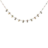 Collier doré chaine rosary en tourmaline pampilles dorées 42 cm