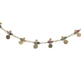 Collier doré chaine rosary en tourmaline pampilles dorées 42 cm