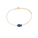 Bracelet doré poisson lapis lazulis