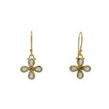 Boucles d'oreilles dorées trèfle prehnite