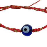 Bracelet en cordon rouge tressé et oeil