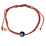 Bracelet en cordon rouge tressé et oeil