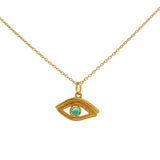 Gold necklace with openwork eye and stone