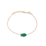 Bracelet doré poisson onyx verte